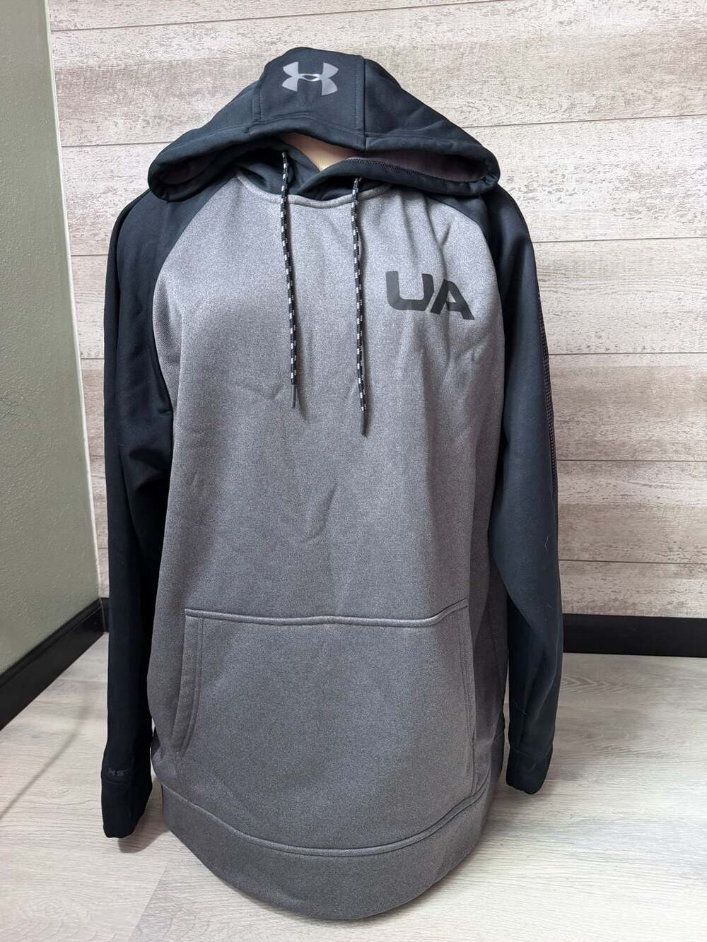Under Armour Coldgear Loose Fit Pullover Hoodie Size Large Gray Black